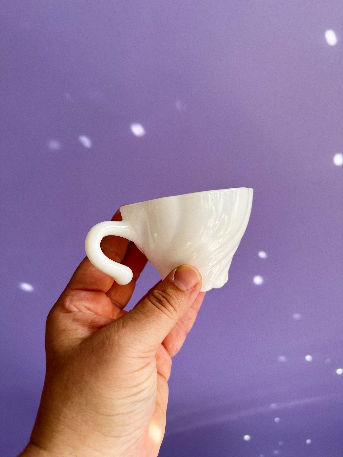 9 pc Vintage Hazel Atlas Milk Glass Alpine White Swirl Punch Bowl Set