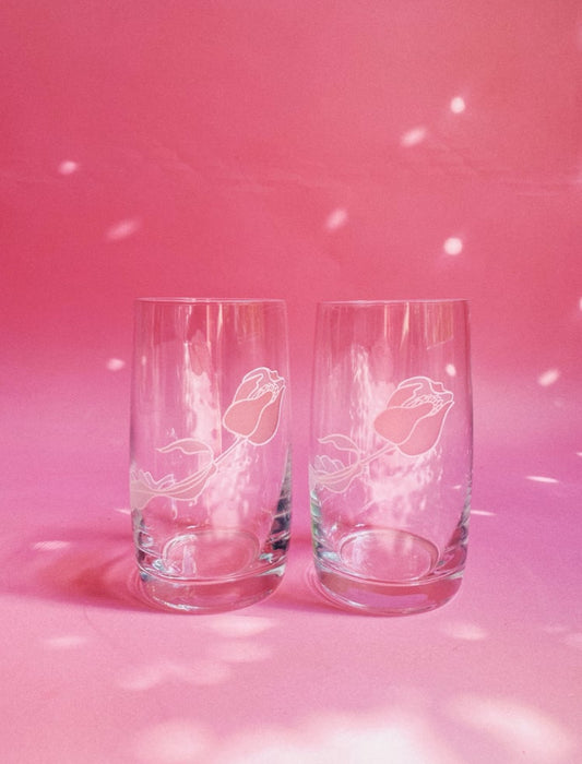 Vintage Pink Rose Glassware