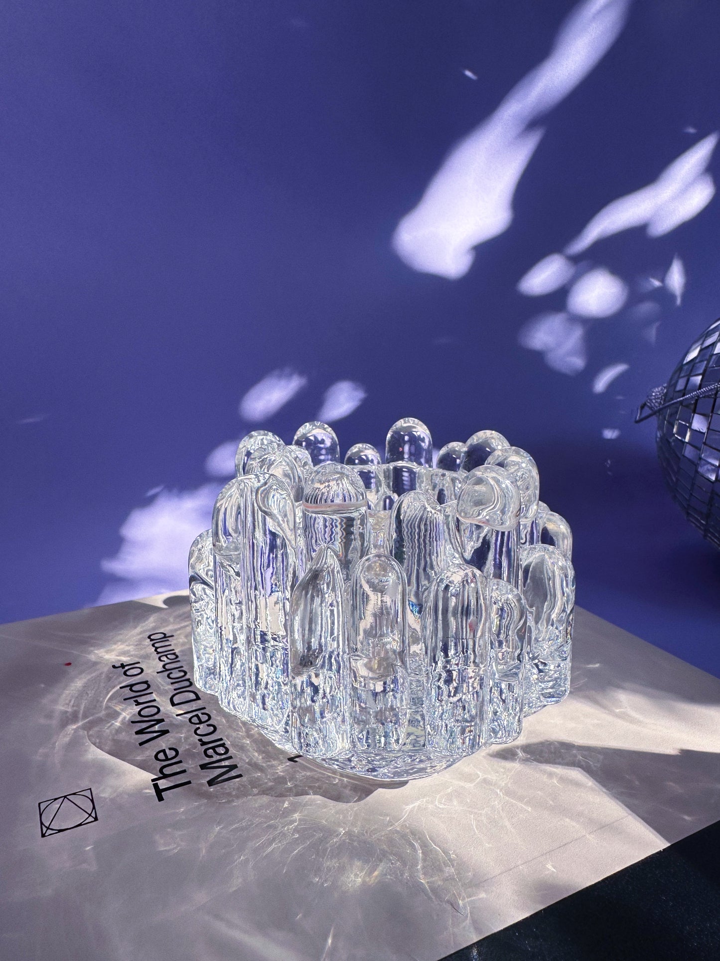 Vintage Glass Candle Votive Holder KOSTA BODA Sweden Polar Ice Stalagmite Heavy