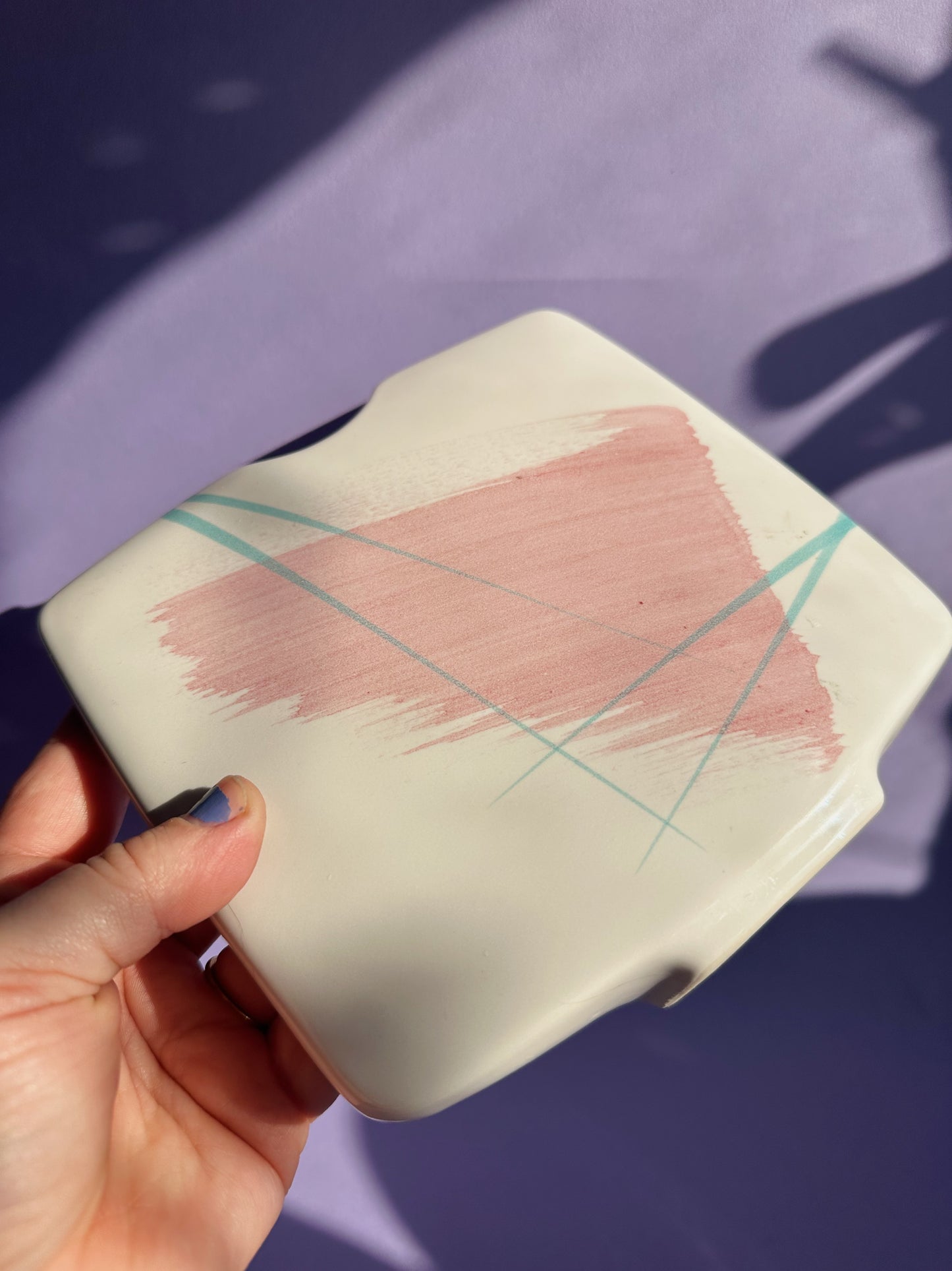 Vintage 80s Post Modern Flat Vase