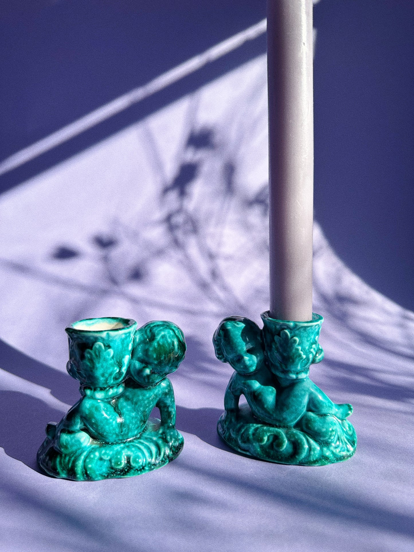 Pair of Vintage Cherub Candle Holders Candlesticks