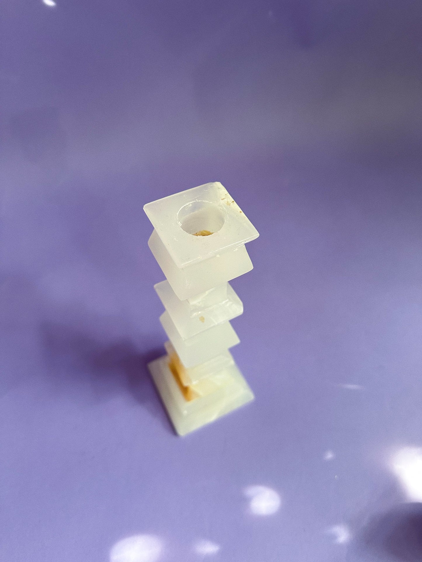 Singular Vintage Onyx Stone Candle Holder Candlestick