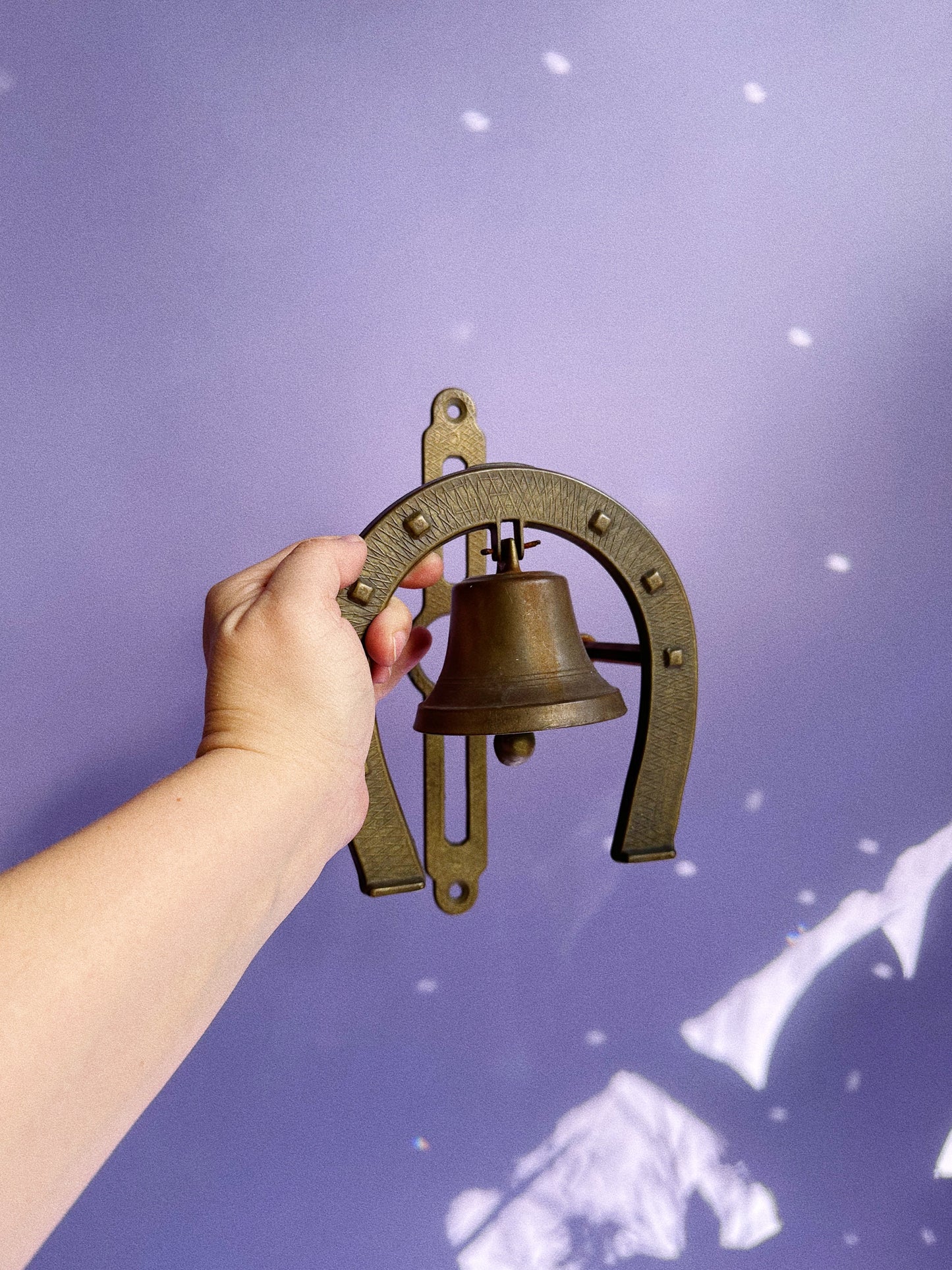 Vintage Solid Brass Horseshoe Bell Wall Hanging