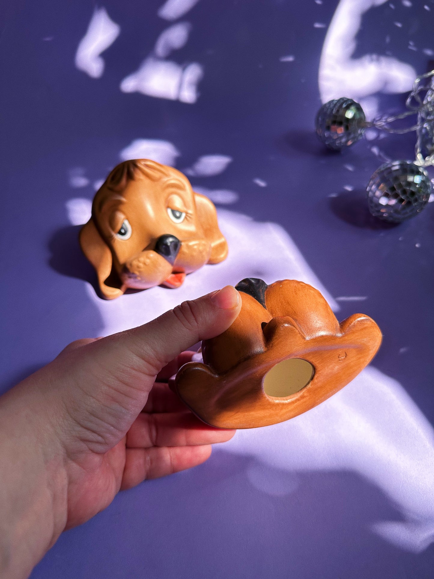 Ceramic Brown Vintage Dog Eye / Sun Glasses Holders