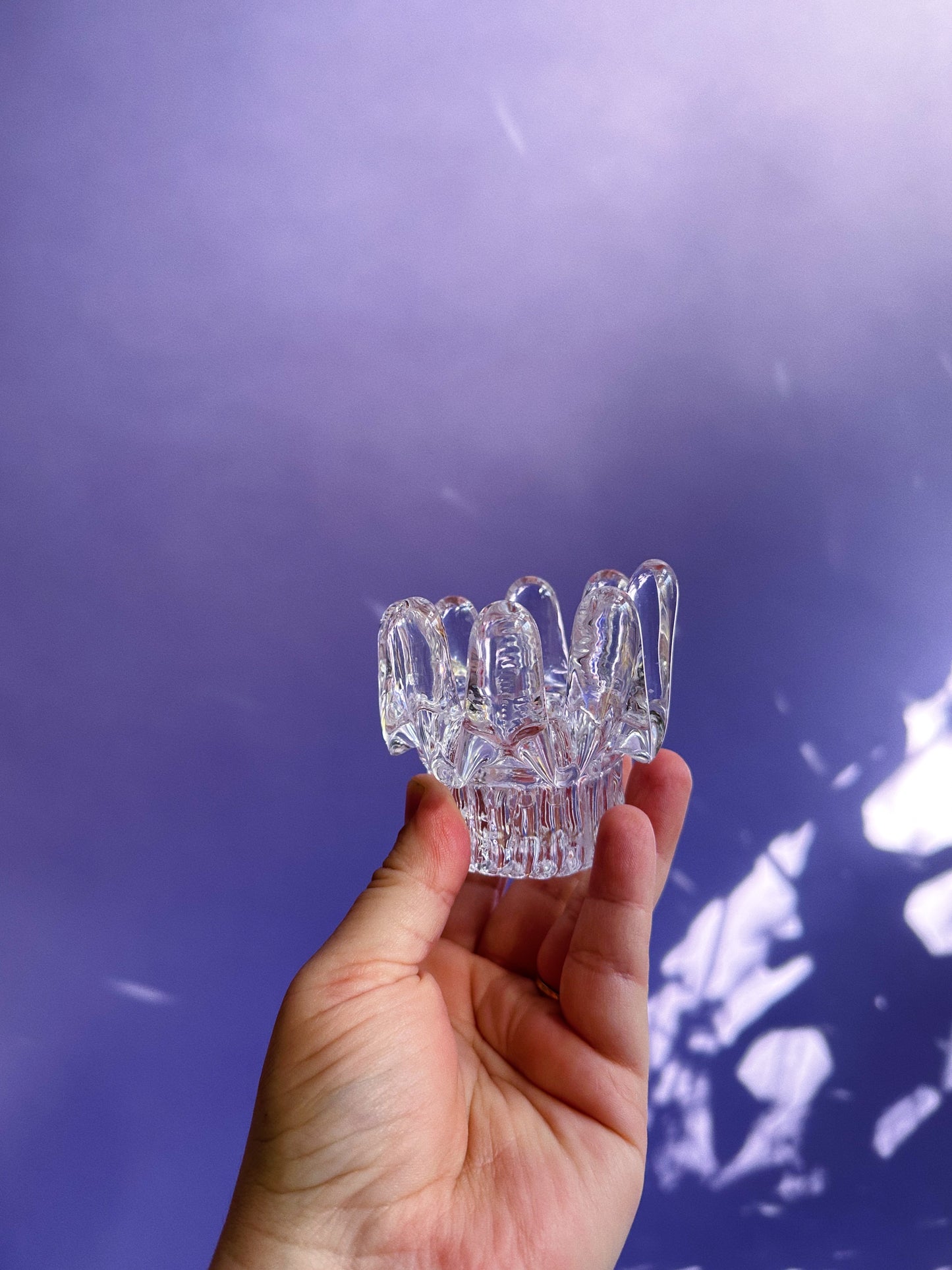 Vintage Goran Warff Kosta Boda Sunflower Glass Tea Light / Taper Holders