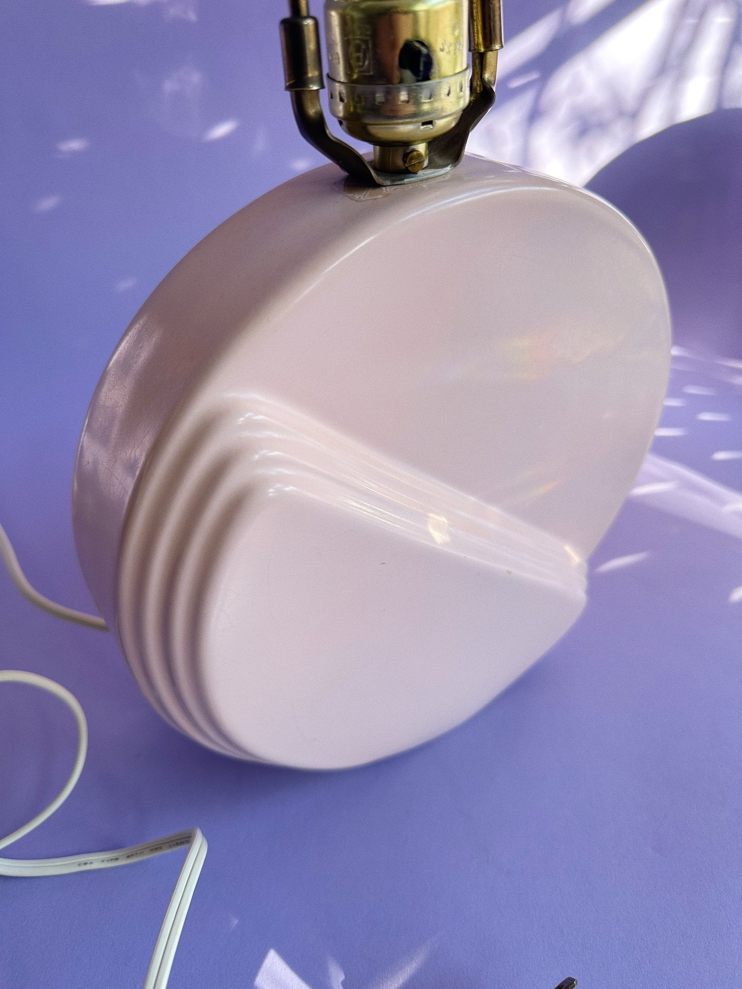 80s Blush Pink Table Lamp Ceramic Circular Asymmetrical Accent Lamp Deco Revival