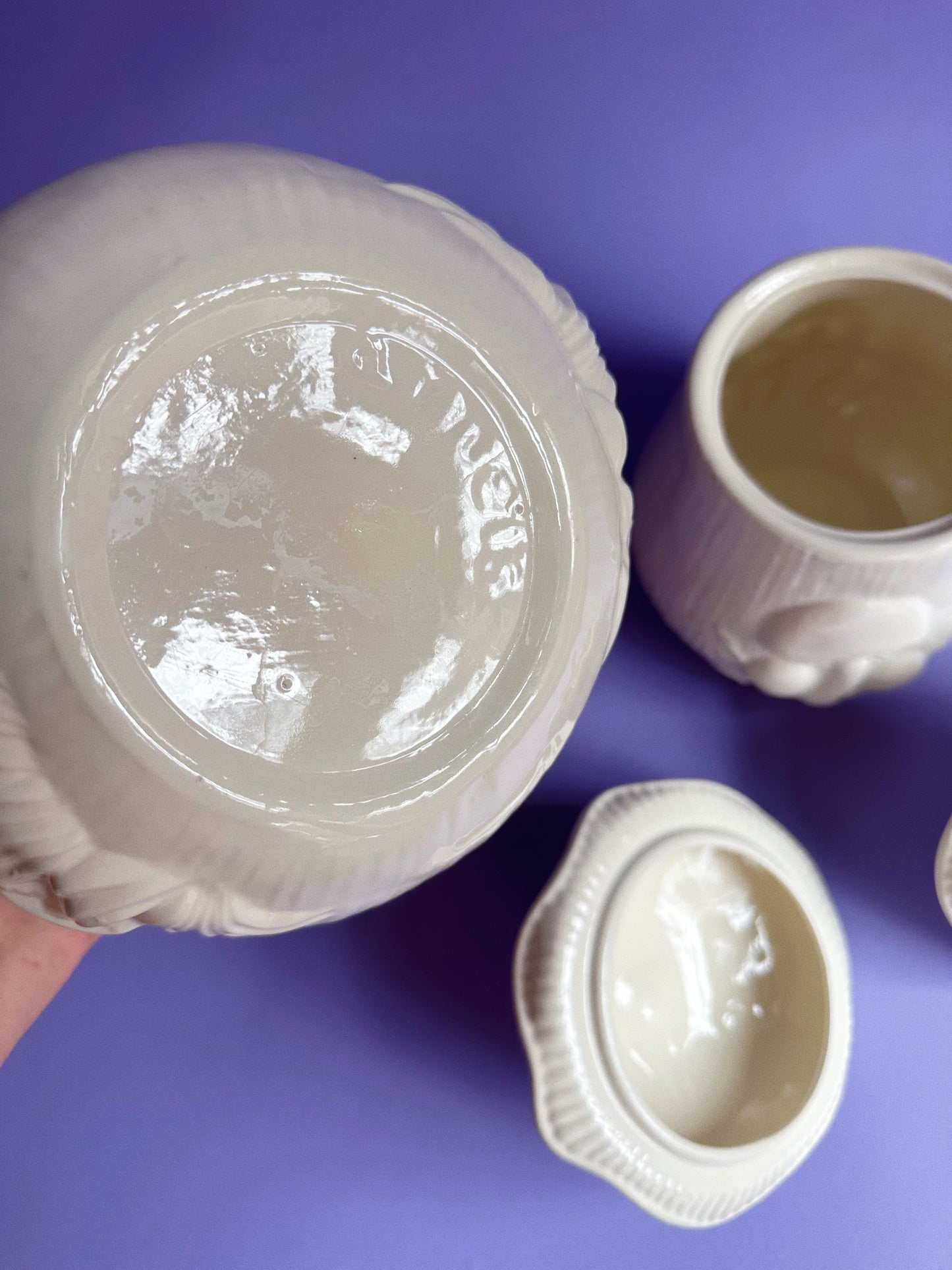 Vintage Pair of Mushroom Ceramic Arnels Kitchen Canisters