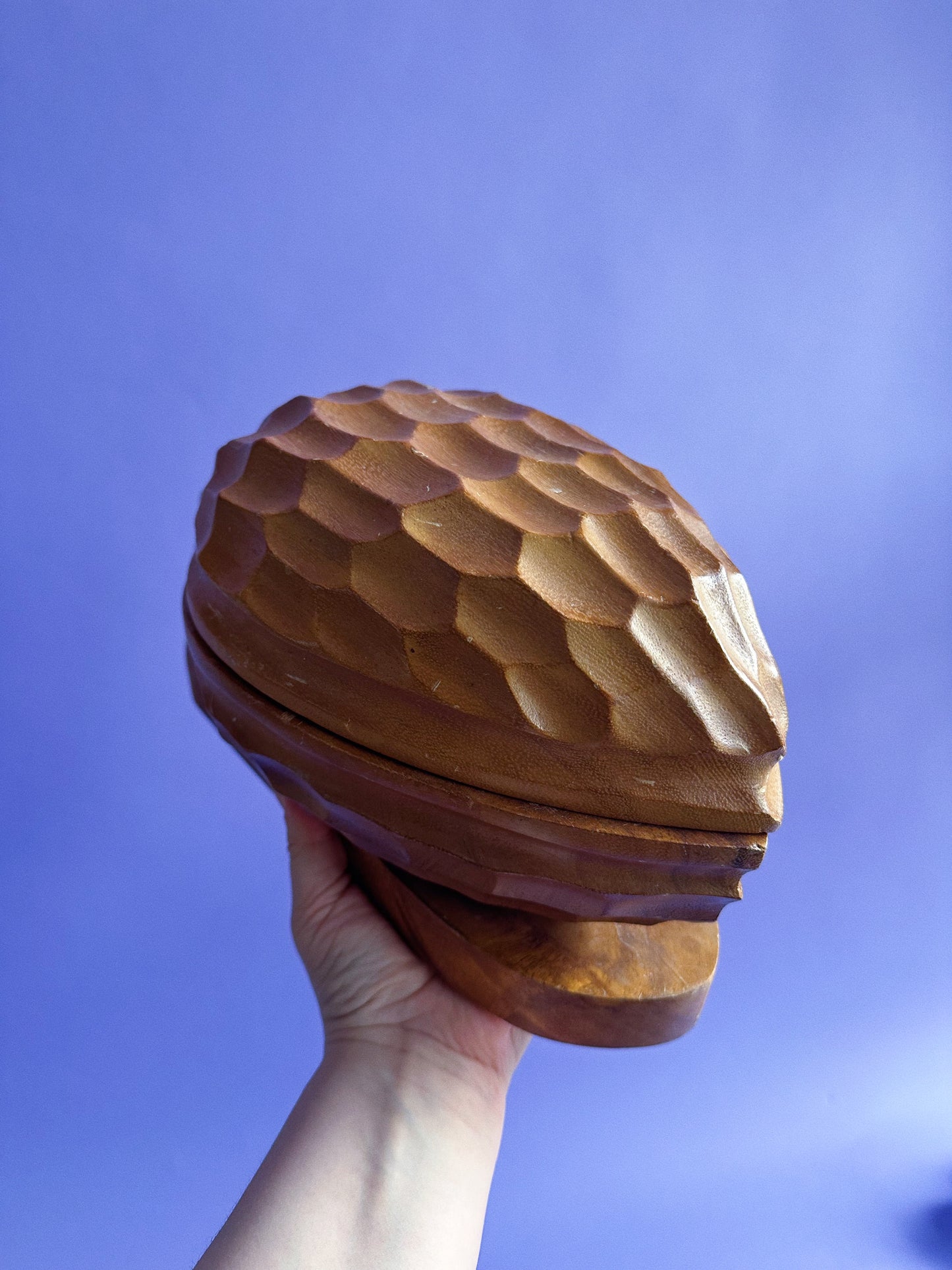 Vintage Carved Walnut Nut Cracker Bowl Set With Tools Mid Century 9½" X 6"