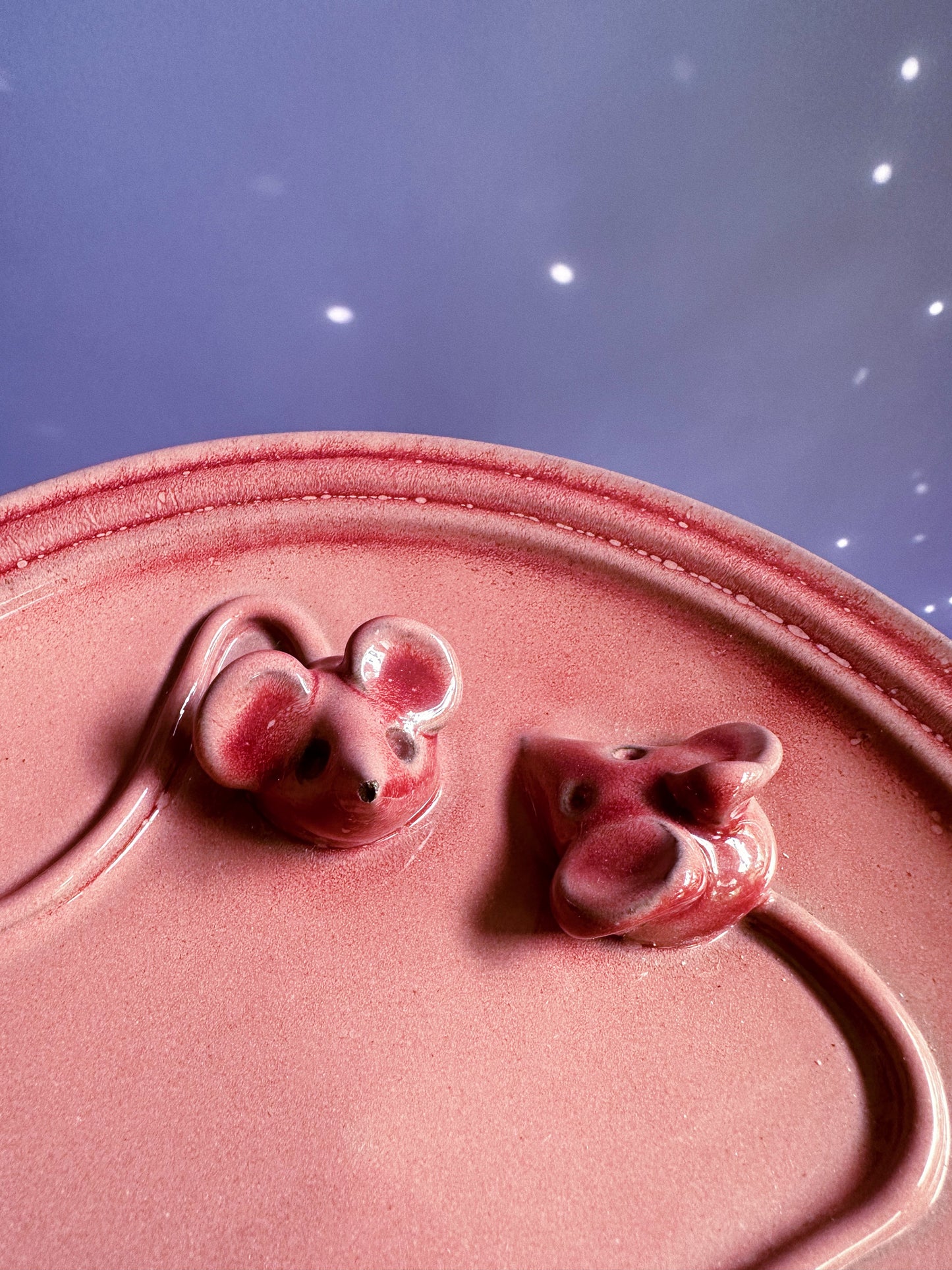 Dusty Rose Mouse Cheese Plate Pottery