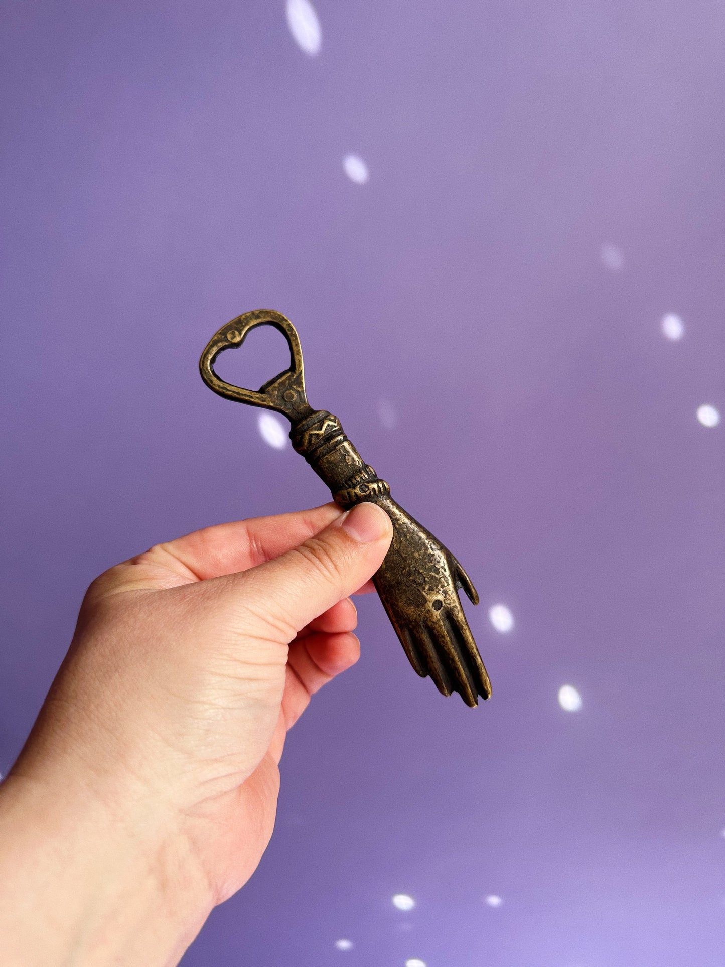 Vintage Heavy Metal Love Token Hand Bottle Opener