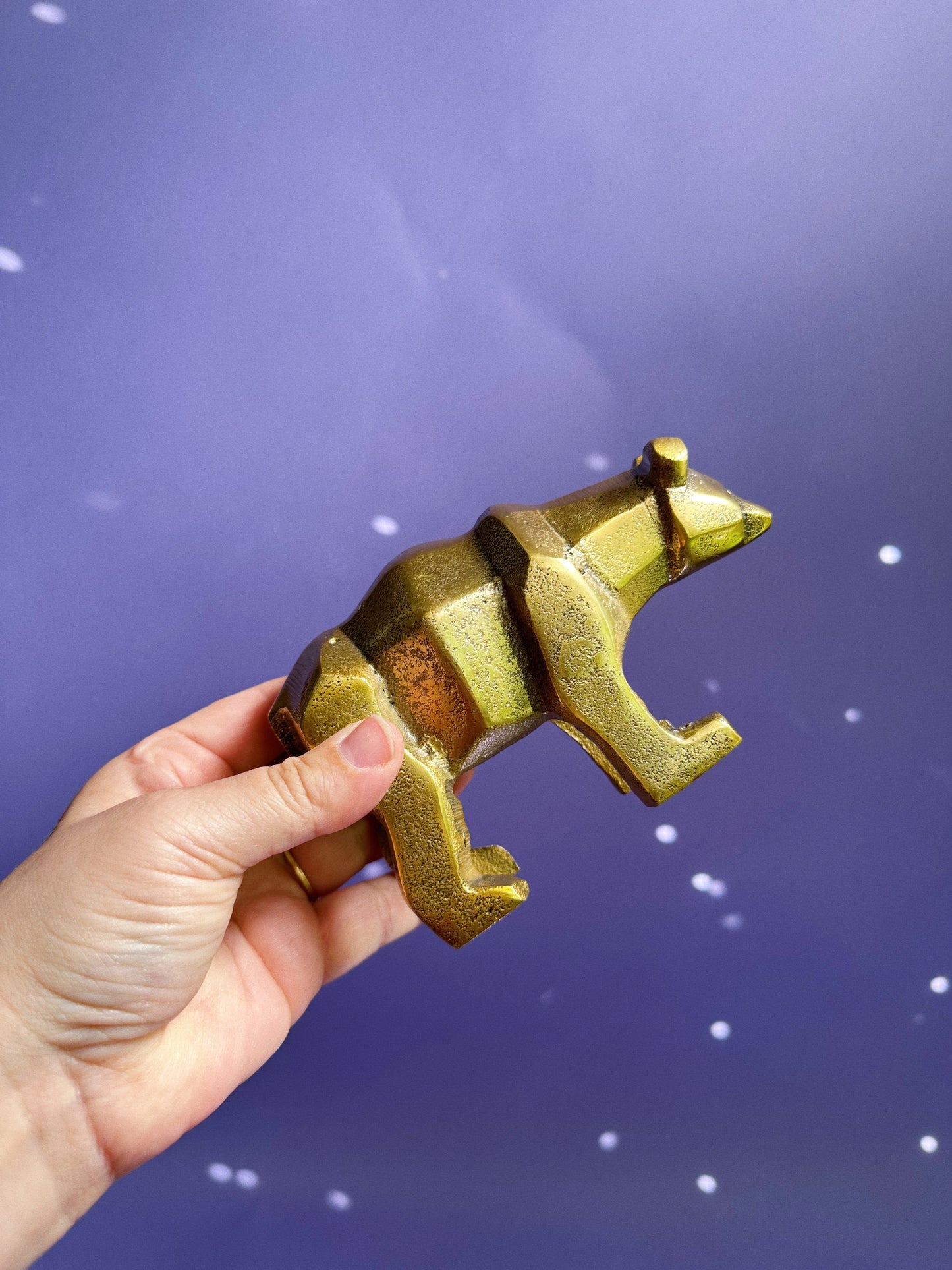 Cubist Brass Metal Bear Figure Art Sculpture Figurine