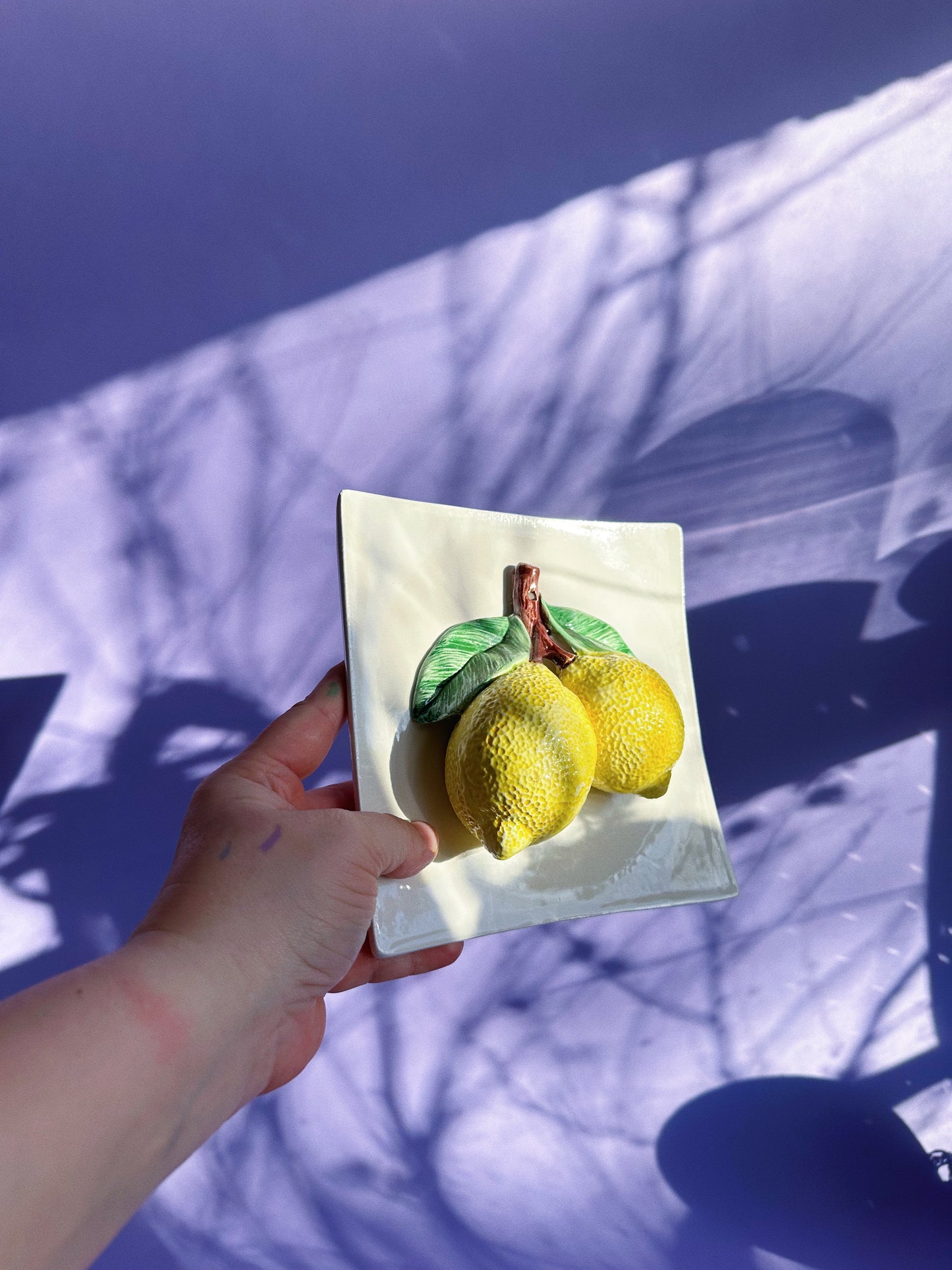 Vintage Italian Cherries & Lemons Porcelain Wall Hangings