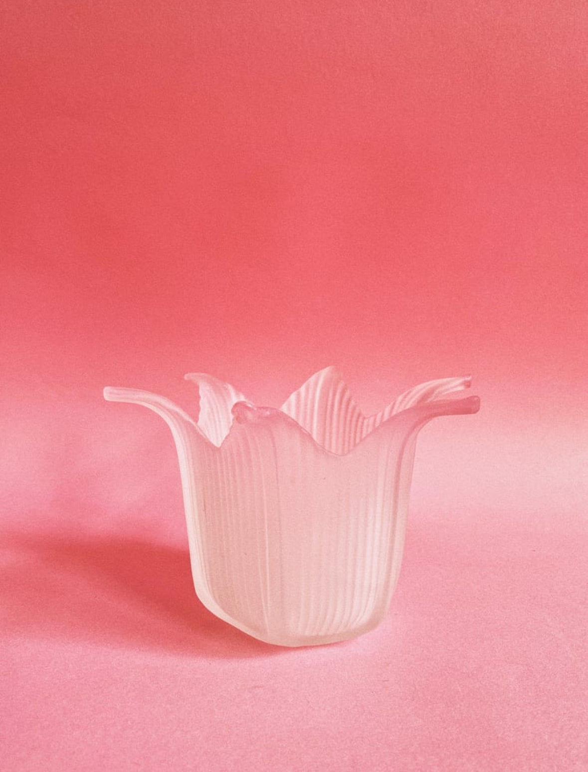 Frosted Pink Ombré Glass Tealight Holder