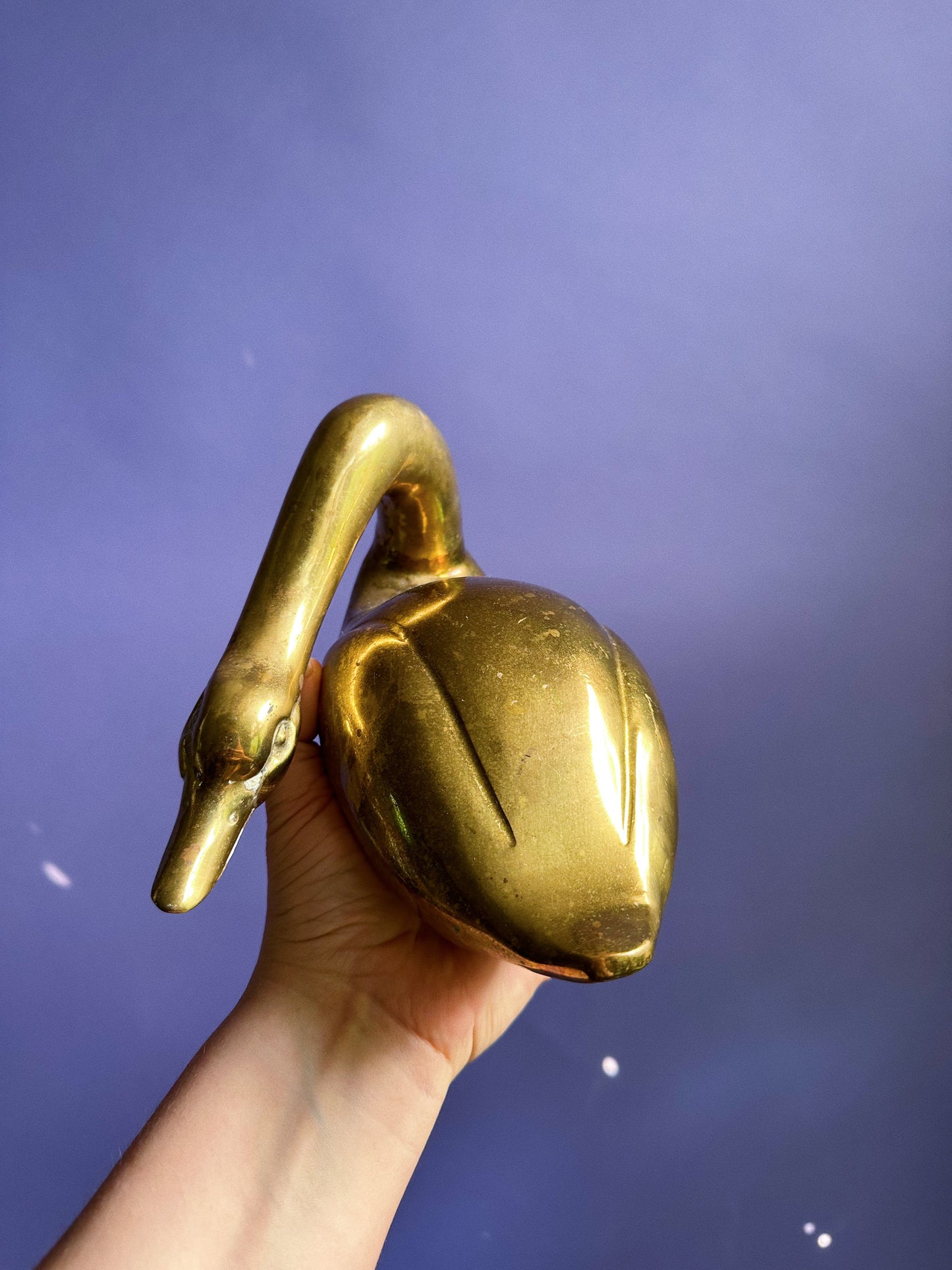 Vintage Pair of Solid Brass Geese Swan Mid Century Brass Intertwined Sculptures