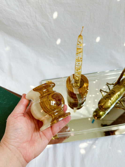 Heavy Stone (Onyx) Candlesticks