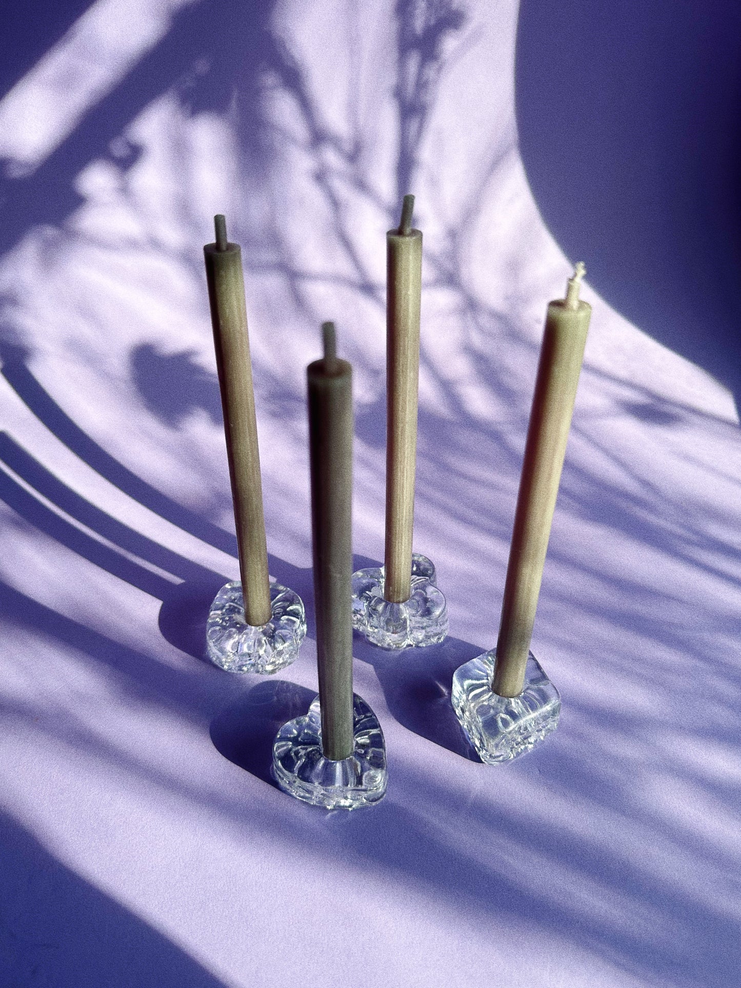 Vintage Card Deck Glass Tiny Taper Candle Holders