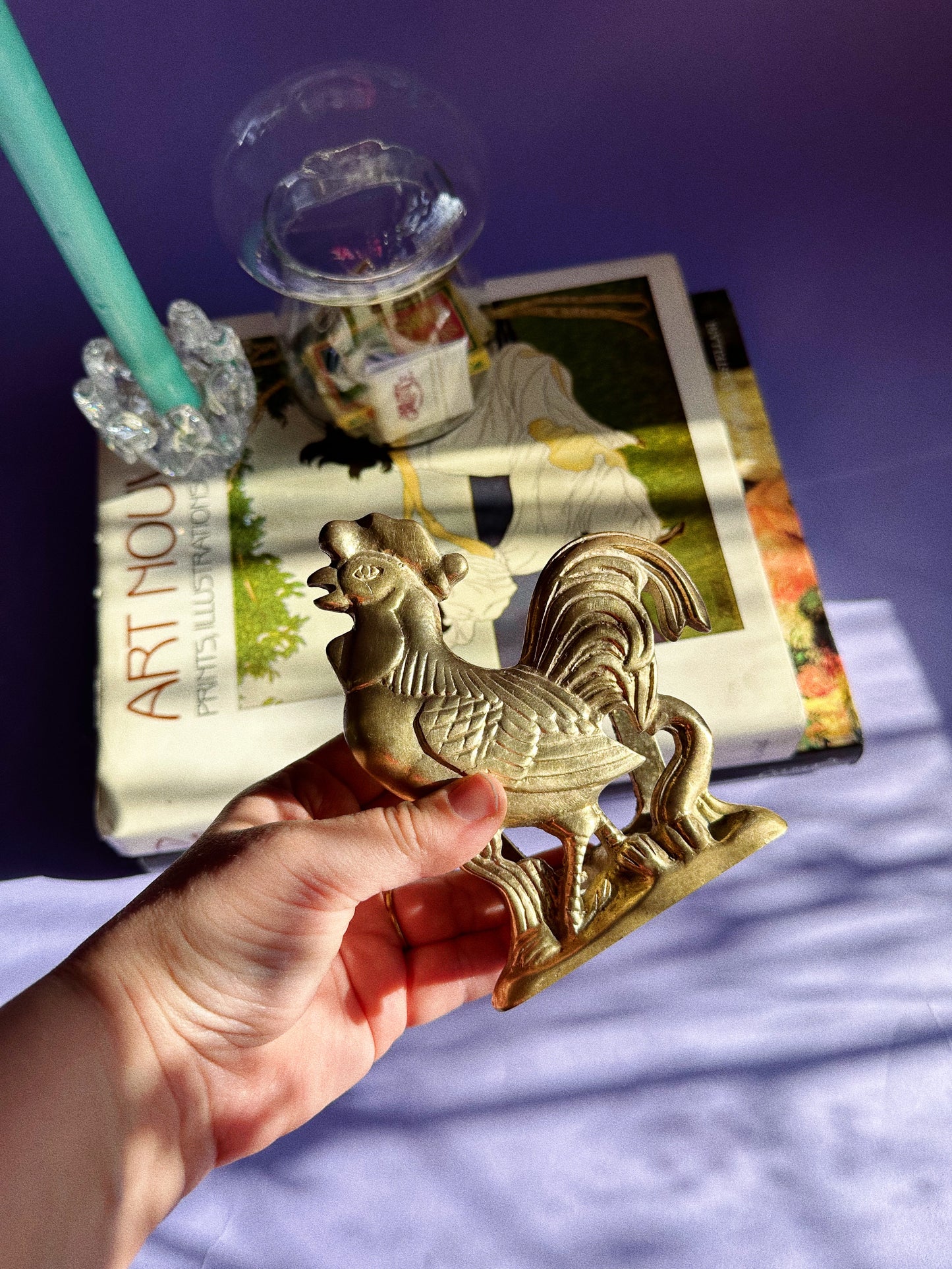 Vintage Brass Rooster Letter / Napkin Holder