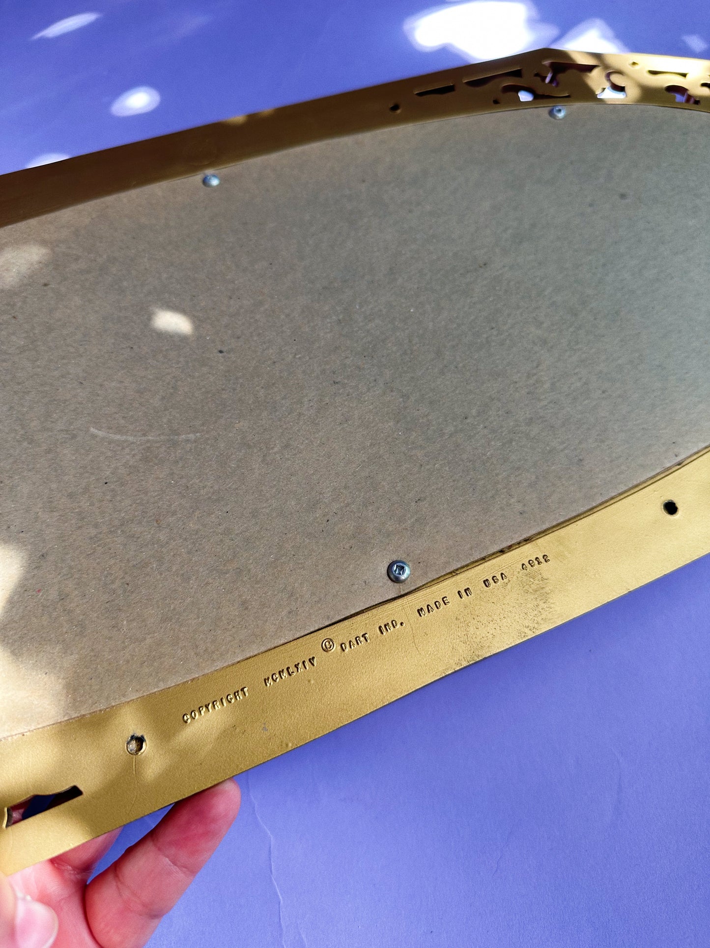 Vintage Dart Industries Gold Tone Light Wood 1960s MCM Wall Mirror