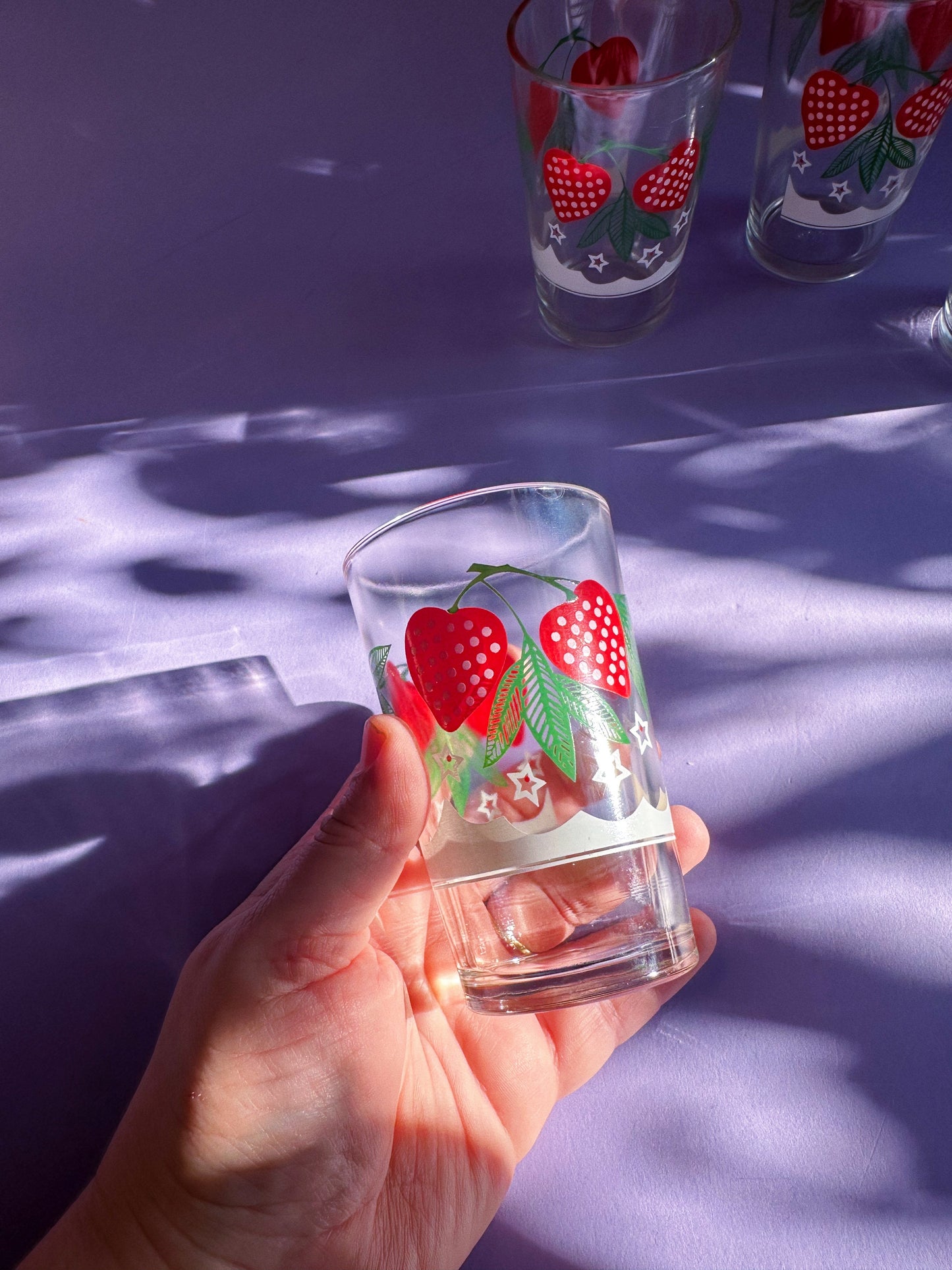 Sweet Vintage Strawberry Set of 4 Juice Glasses