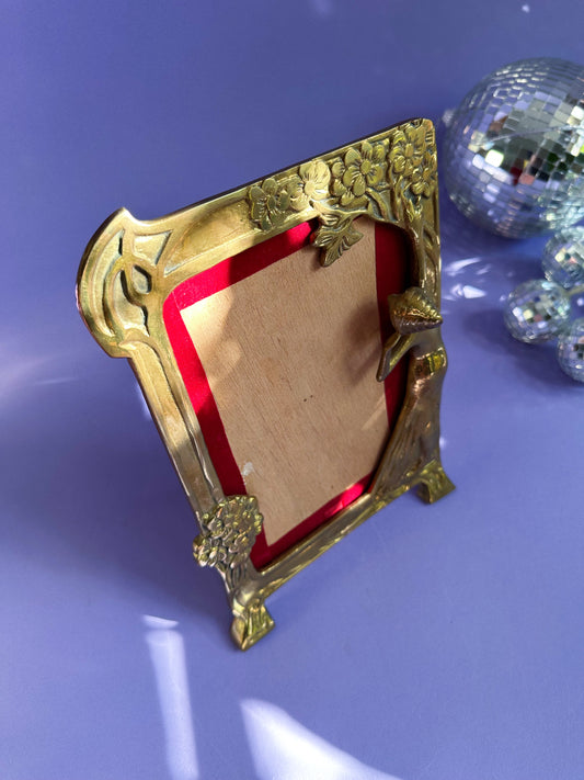 Vintage Art Nouveau Revival Frame Lady by the Lake Brass Solid Heavy