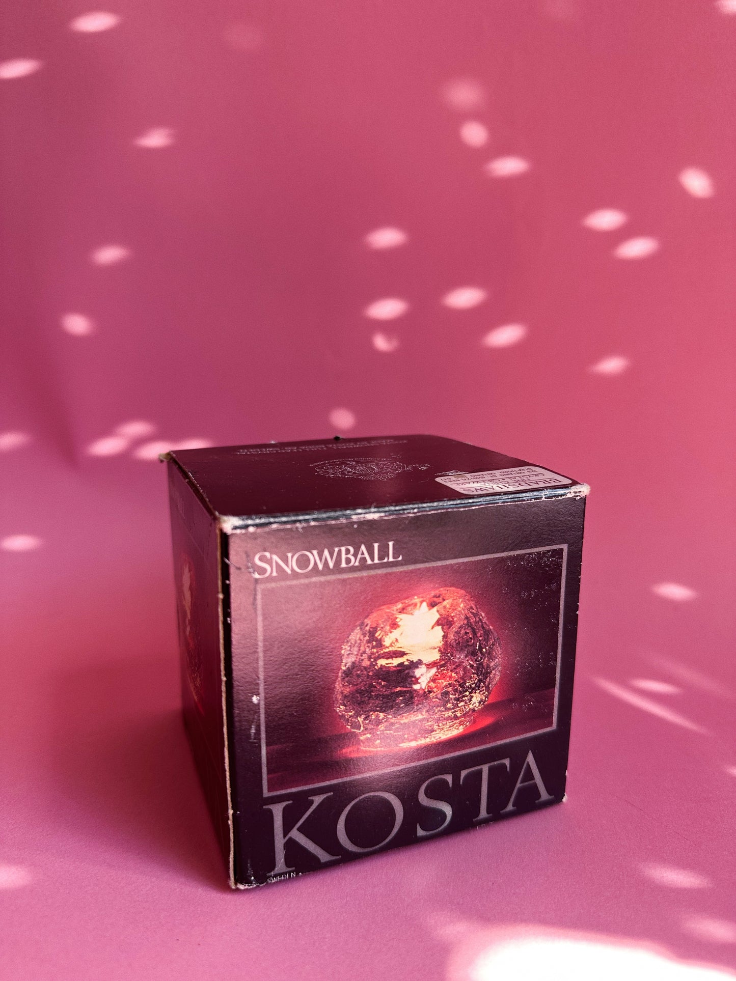 Vintage Kosta Boda Crystal Snowball Votive Sweden Tea Light Candle In Box