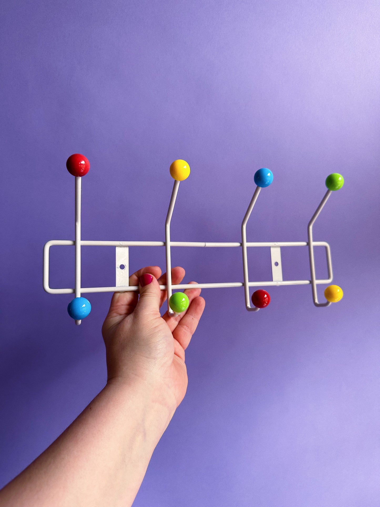 Vintage Sputnik Repro Wall Mounted White Multicolour Coat Rack