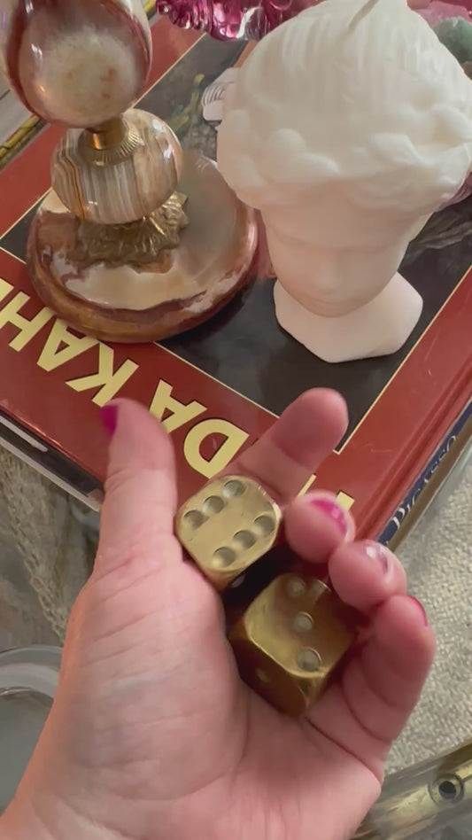 Vintage Pair of Solid Brass Dice